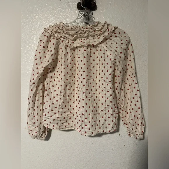 & OTHER STORIES
Print Ruffled Collar Blouse In White W. Tiny Strawberry Print - Picture 7 of 12